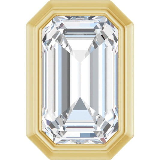 14K Yellow Gold Emerald  4 X 3Mm Si2-Si3, Ghi Polished 1/4 Ct Natural Diamond Solitaire Bezel-Set Pendant Slide