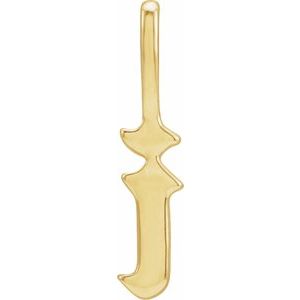 14K Yellow Gold Initial I 10 X 3.85 Mm Polished Gothic Initial Charm Pendant