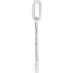 14K White Gold 24 X 16 Mm Polished Mens Chevron Patterned Dog Tag Pendant