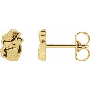 14K Yellow Gold 7.35 X 5.23 Mm Pair Friction Backs Polished Tiny Nugget Earrings