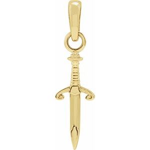 14K Yellow Gold 16.78 X 4.56 Mm Polished Dagger Pendant