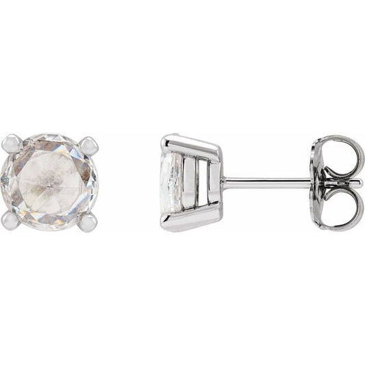 14K White Or Rose Gold 4 Mm Round Friction Back Polished 1/4 Ctw Rose-Cut Natural Diamond Basket Earrings
