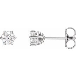 14K White Gold Round 4Mm Si1-Si2, Gh 1/2 Ctw Lab-Grown Diamond 6-Prong Wire Basket Friction Back Earrings