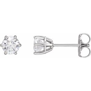 14K White Gold Round 4.5Mm Si1-Si2, Gh 3/4 Ctw Lab-Grown Diamond 6-Prong Wire Basket Friction Back Earrings