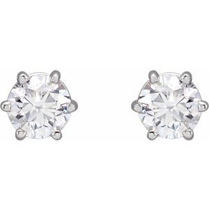 14K White Gold Round 4.5Mm Si1-Si2, Gh 3/4 Ctw Lab-Grown Diamond 6-Prong Wire Basket Friction Back Earrings