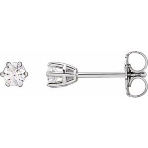 14K White Gold Round 3Mm Si1-Si2, Gh 1/6 Ctw Lab-Grown Diamond 6-Prong Wire Basket Friction Back Earrings