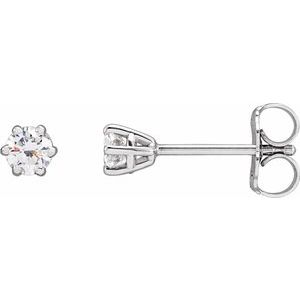14K White Gold Round 3.2Mm Si1-Si2, Gh 1/4 Ctw Lab-Grown Diamond 6-Prong Wire Basket Friction Back Earrings