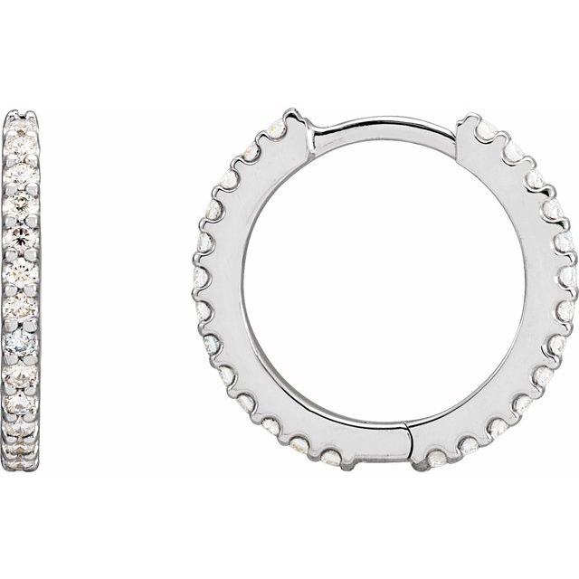 14K Yellow Or White Gold Round 1.3Mm I1, Gh Hinged Polished Natural Diamond Hoop Earrings