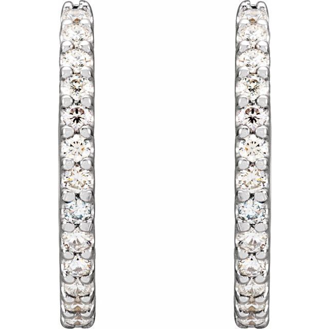 14K Yellow Or White Gold Round 1.3Mm I1, Gh Hinged Polished Natural Diamond Hoop Earrings