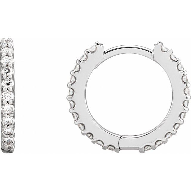 14K Yellow Or White Gold Round 1.3Mm I1, Gh Hinged Polished Natural Diamond Hoop Earrings