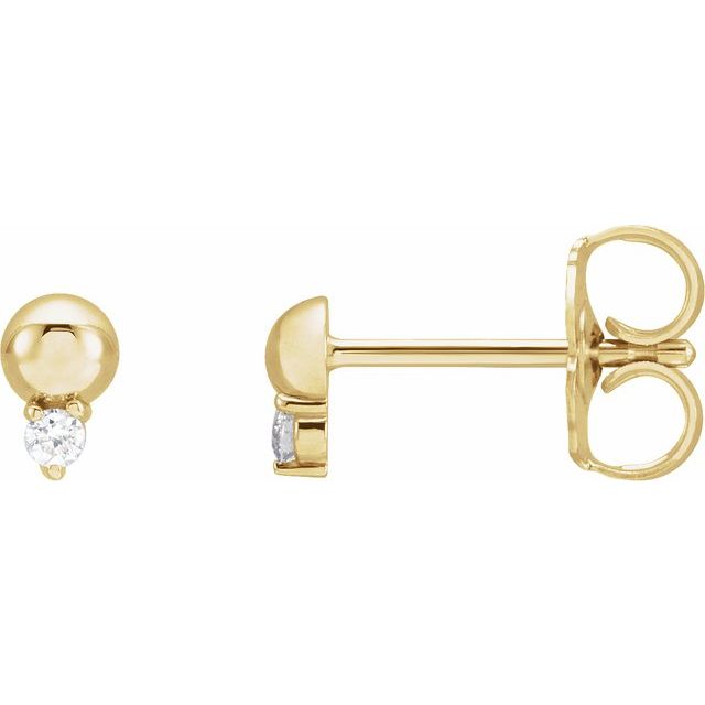 14K White Or Yellow Gold 1.5 Mm Friction Back Polished .03 Ctw Natural Diamond Solitaire Bead Earrings