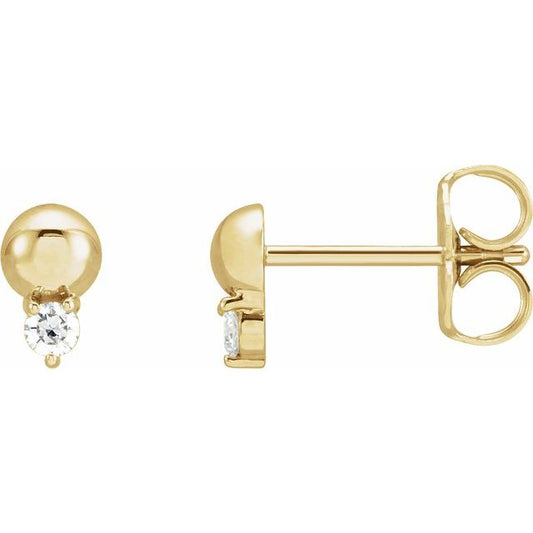 14K Yellow Gold 2 Mm Friction Back Polished .06 Ctw Natural Diamond Solitaire Bead Earrings