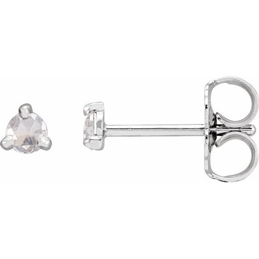 14K Yellow Or White Or Rose Gold Round Vs/Si1, Ghi Friction Back 3-Prong Polished Natural Diamond Claw-Prong Rose-Cut Earrings