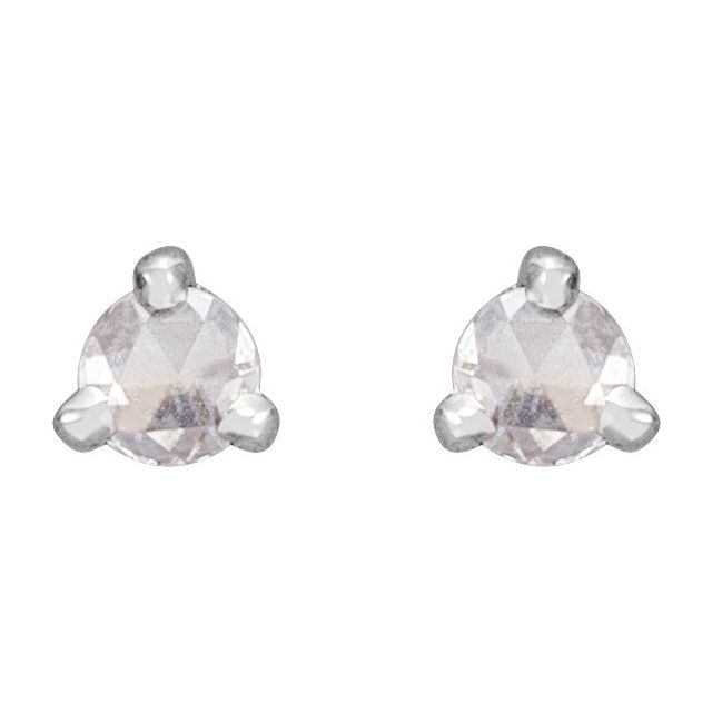 14K Yellow Or White Or Rose Gold Round Vs/Si1, Ghi Friction Back 3-Prong Polished Natural Diamond Claw-Prong Rose-Cut Earrings