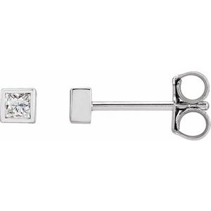 14K White Gold Square 2.25 X 2.25 Mm 1/6 Ctw Lab-Grown Diamond Bezel Earrings