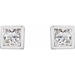 14K White Gold Square 2.25 X 2.25 Mm 1/6 Ctw Lab-Grown Diamond Bezel Earrings