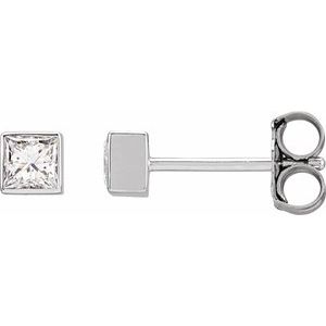 14K White Gold Square 4 X 4 Mm 5/8 Ctw Lab-Grown Diamond Bezel-Set Earrings