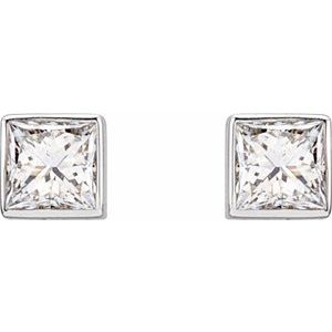 14K White Gold Square 4 X 4 Mm 5/8 Ctw Lab-Grown Diamond Bezel-Set Earrings