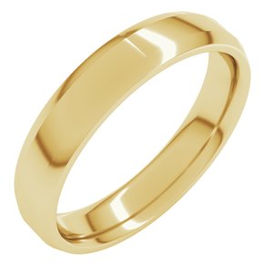 18K Yellow Or White Or Rose Gold Lightweight Beveled-Edge Comfort-Fit Flat Band