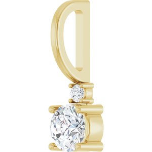 14K Yellow Gold Round 4Mm G-H I1 1/4 Ctw Natural Diamond Pendant