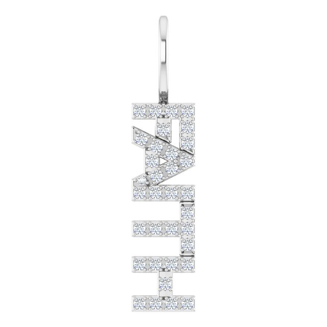14K White Gold Round I1, G-H Polished 1/8 Ctw Natural Diamond Faith Charm/Pendant