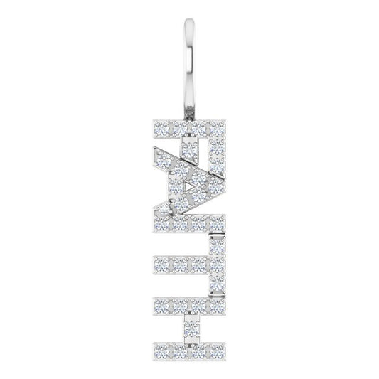 14K White Gold Round I1, G-H Polished 1/8 Ctw Natural Diamond Faith Charm/Pendant
