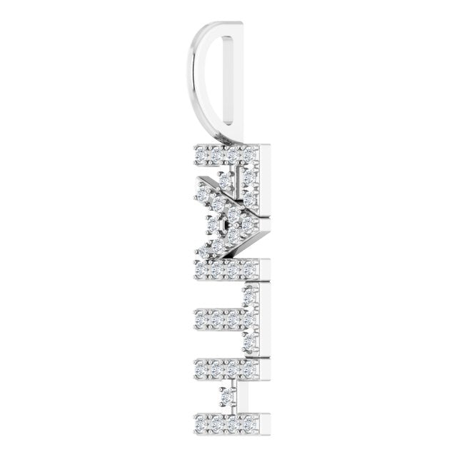 14K White Gold Round I1, G-H Polished 1/8 Ctw Natural Diamond Faith Charm/Pendant