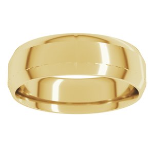10K Yellow Or White Gold 6 mm Beveled Edge Comfort Fit Light Band