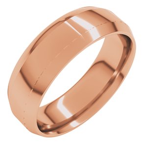 18K Yellow Or White Or Rose Gold Lightweight Beveled-Edge Comfort-Fit Flat Band