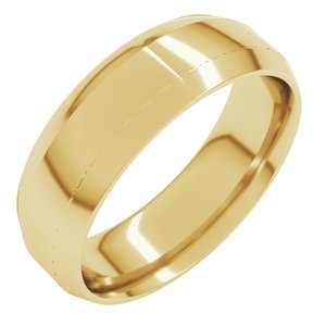 18K Yellow Or White Or Rose Gold Lightweight Beveled-Edge Comfort-Fit Flat Band