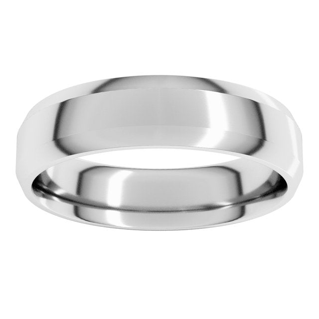 14K Yellow Or White Gold Or Platinum Lightweight Beveled-Edge Comfort Fit Light Band