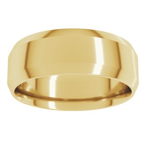 18K Yellow Or White Or Rose Gold Lightweight Beveled-Edge Comfort-Fit Flat Band