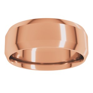 18K Yellow Or White Or Rose Gold Lightweight Beveled-Edge Comfort-Fit Flat Band