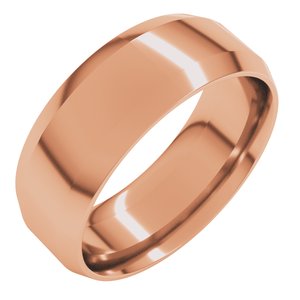 18K Yellow Or White Or Rose Gold Lightweight Beveled-Edge Comfort-Fit Flat Band