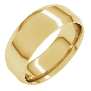 18K Yellow Or White Or Rose Gold Lightweight Beveled-Edge Comfort-Fit Flat Band