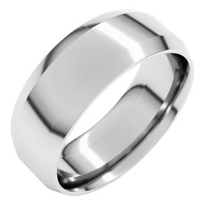 18K Yellow Or White Or Rose Gold Lightweight Beveled-Edge Comfort-Fit Flat Band