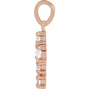 14K Rose Gold Round 2.5Mm Ghi Vs/Si1 1/4 Ctw Natural Diamond Rosecut Cross Pendant