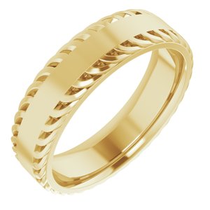 14K Yellow Gold 6 Mm Polished Mens Sculptural Flat Band Size 10