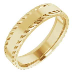 14K Yellow Gold 6 Mm Polished Mens Sculptural Flat Band Size 12