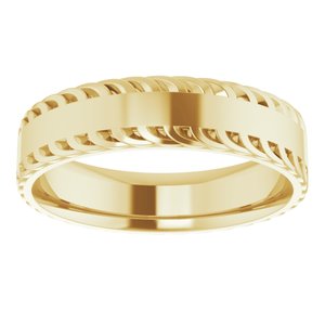 14K Yellow Gold 6 Mm Polished Mens Sculptural Flat Band Size 12