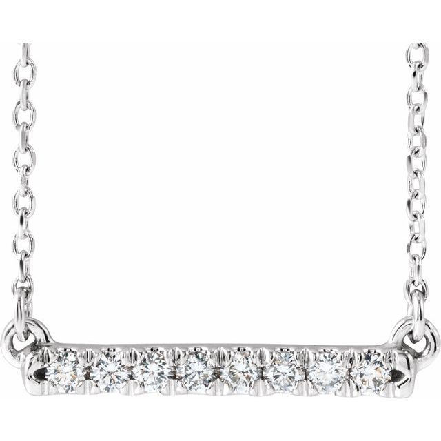 14K White Gold Round 1.7Mm Vs, F+ 16-18 In Polished French-Set Bar Necklace