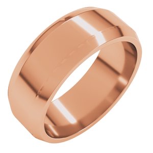 18K Yellow Or White Or Rose Gold Lightweight Beveled-Edge Flat Band