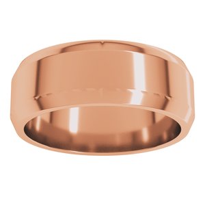 18K Yellow Or White Or Rose Gold Lightweight Beveled-Edge Flat Band