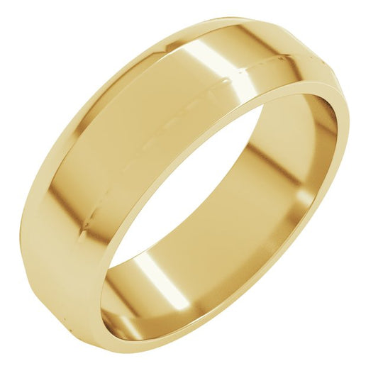 10K Yellow Gold 6 Mm Standard Lightweight Beveled Edge Light Band, Size 6.5