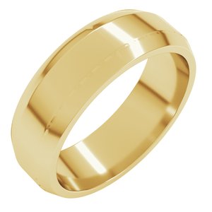 18K Yellow Or White Or Rose Gold Lightweight Beveled-Edge Flat Band