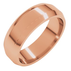 18K Yellow Or White Or Rose Gold Lightweight Beveled-Edge Flat Band