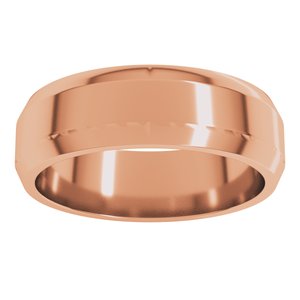 18K Yellow Or White Or Rose Gold Lightweight Beveled-Edge Flat Band