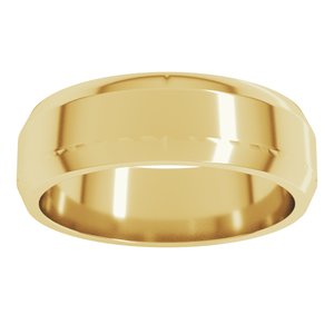 18K Yellow Or White Or Rose Gold Lightweight Beveled-Edge Flat Band
