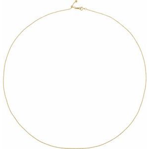 14K Yellow Gold Adjustable Bead Chain, Length: 16-22 In, Width: 1 Mm