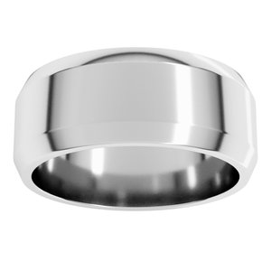 18K Yellow Or White Or Rose Gold Lightweight Beveled-Edge Flat Band